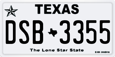 TX license plate DSB3355