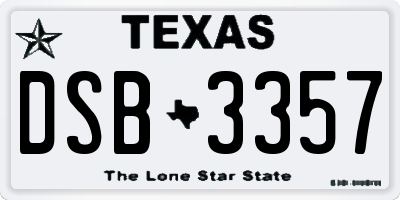 TX license plate DSB3357