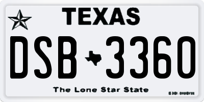 TX license plate DSB3360