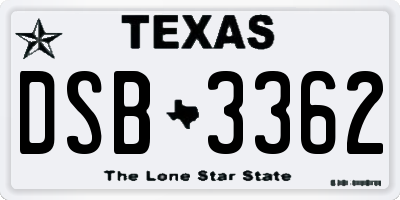 TX license plate DSB3362