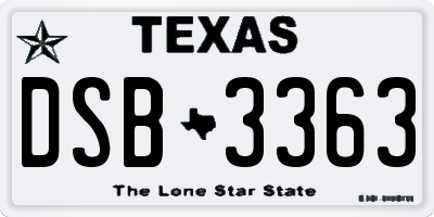 TX license plate DSB3363