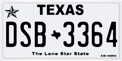 TX license plate DSB3364