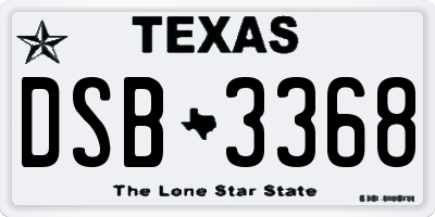 TX license plate DSB3368
