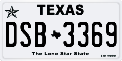TX license plate DSB3369
