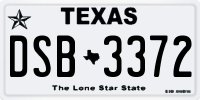 TX license plate DSB3372
