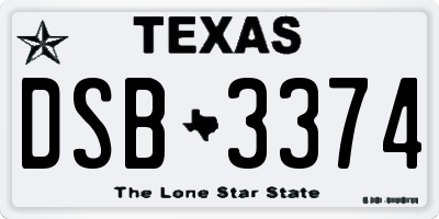 TX license plate DSB3374