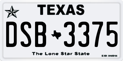 TX license plate DSB3375