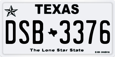 TX license plate DSB3376