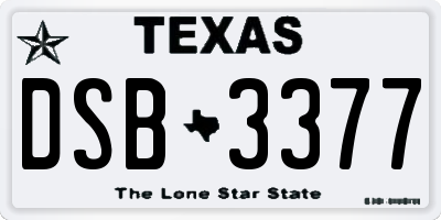 TX license plate DSB3377