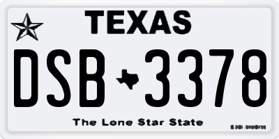 TX license plate DSB3378