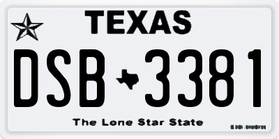 TX license plate DSB3381