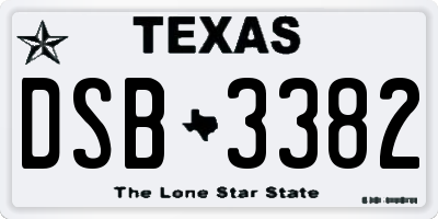 TX license plate DSB3382