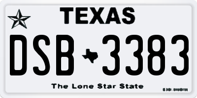 TX license plate DSB3383