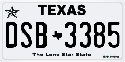 TX license plate DSB3385