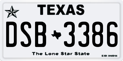 TX license plate DSB3386