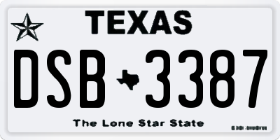 TX license plate DSB3387