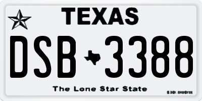 TX license plate DSB3388