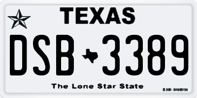 TX license plate DSB3389