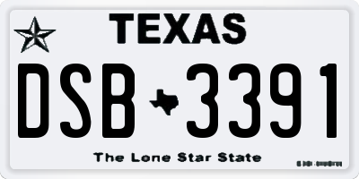 TX license plate DSB3391