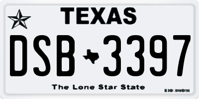 TX license plate DSB3397