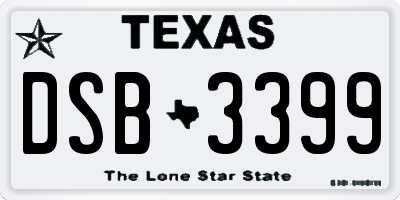 TX license plate DSB3399