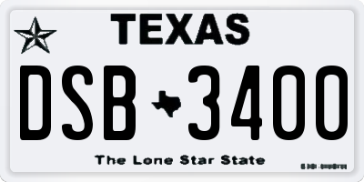 TX license plate DSB3400