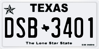 TX license plate DSB3401