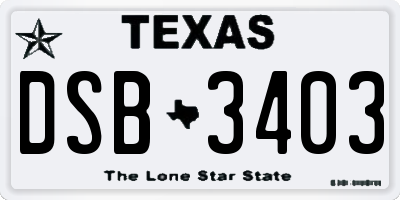 TX license plate DSB3403