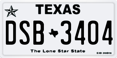TX license plate DSB3404