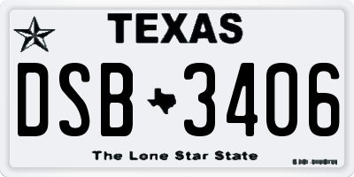 TX license plate DSB3406