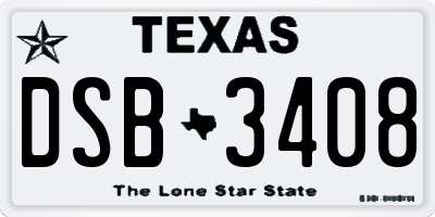 TX license plate DSB3408