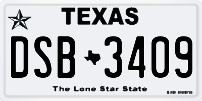 TX license plate DSB3409
