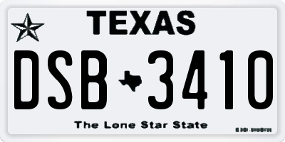 TX license plate DSB3410