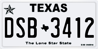 TX license plate DSB3412
