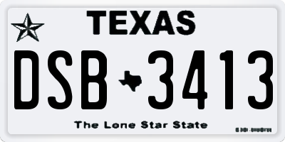 TX license plate DSB3413