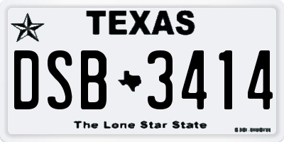 TX license plate DSB3414