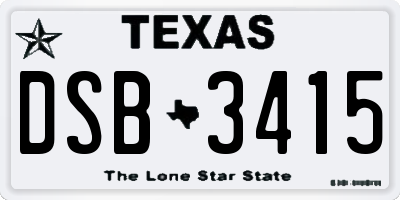 TX license plate DSB3415