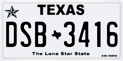 TX license plate DSB3416