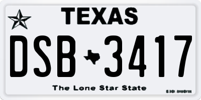 TX license plate DSB3417