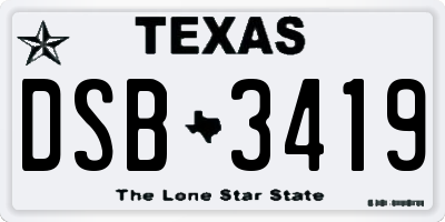 TX license plate DSB3419