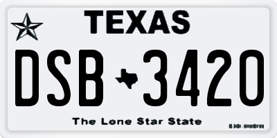 TX license plate DSB3420
