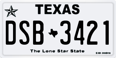 TX license plate DSB3421