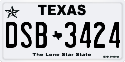TX license plate DSB3424