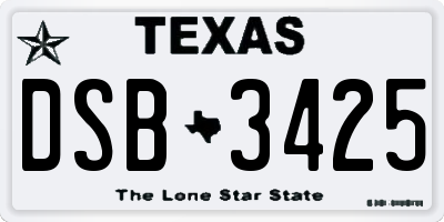TX license plate DSB3425