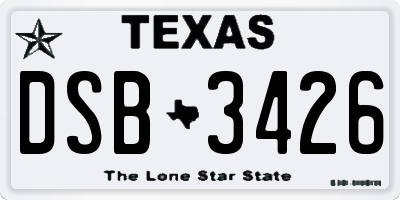 TX license plate DSB3426