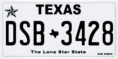 TX license plate DSB3428
