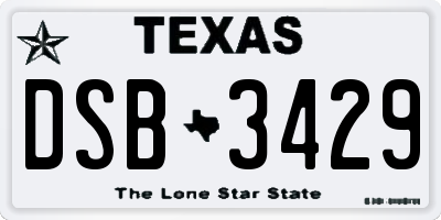 TX license plate DSB3429