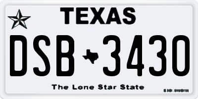 TX license plate DSB3430
