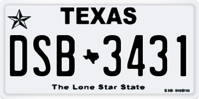 TX license plate DSB3431