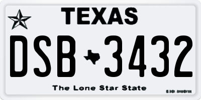 TX license plate DSB3432
